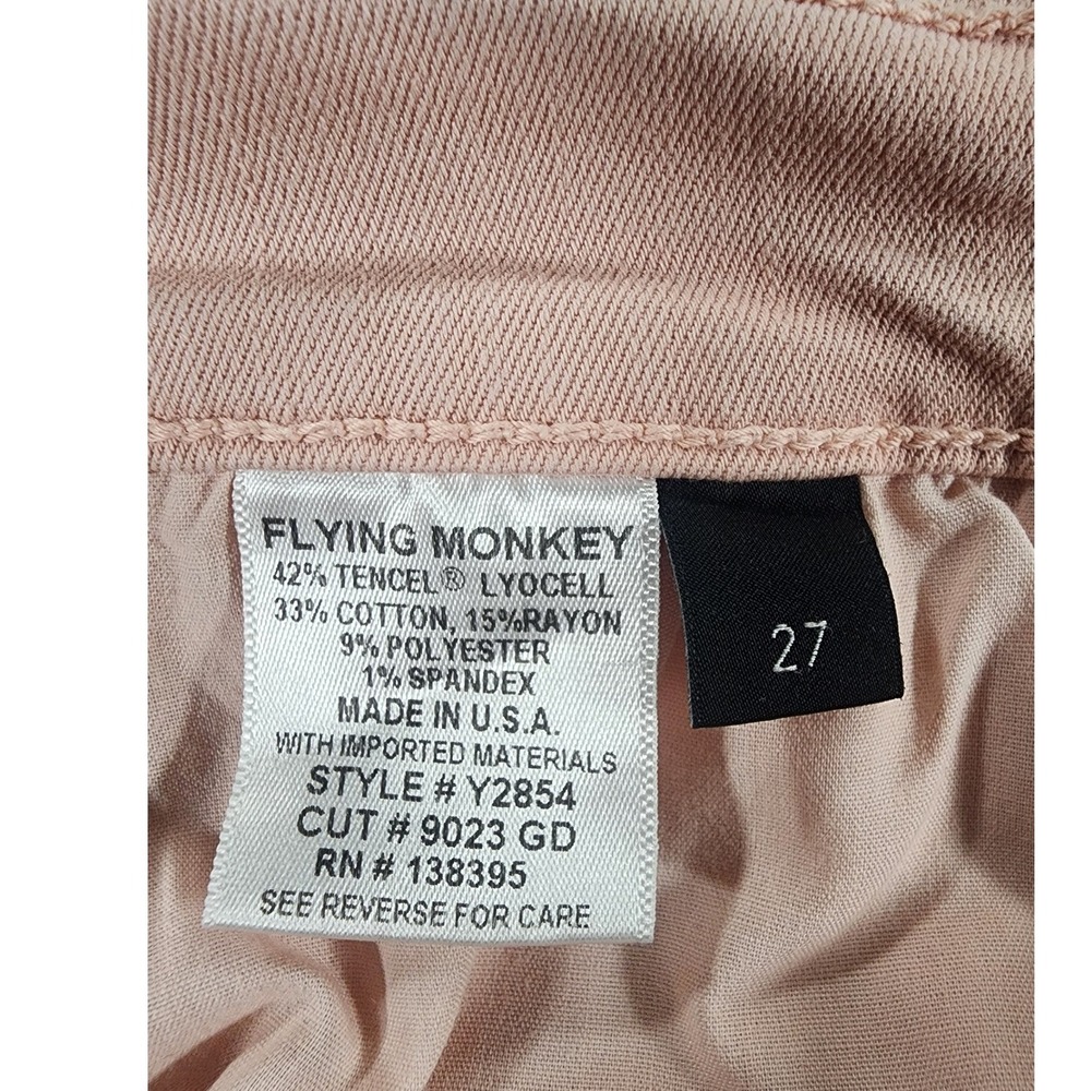 Flying Monkey Wide Leg Crop Women 27 High Rise Pink Tencel Blend Boho USA Made - Picture 6 of 7